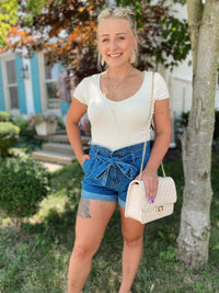 Maya Paperbag Denim Shorts