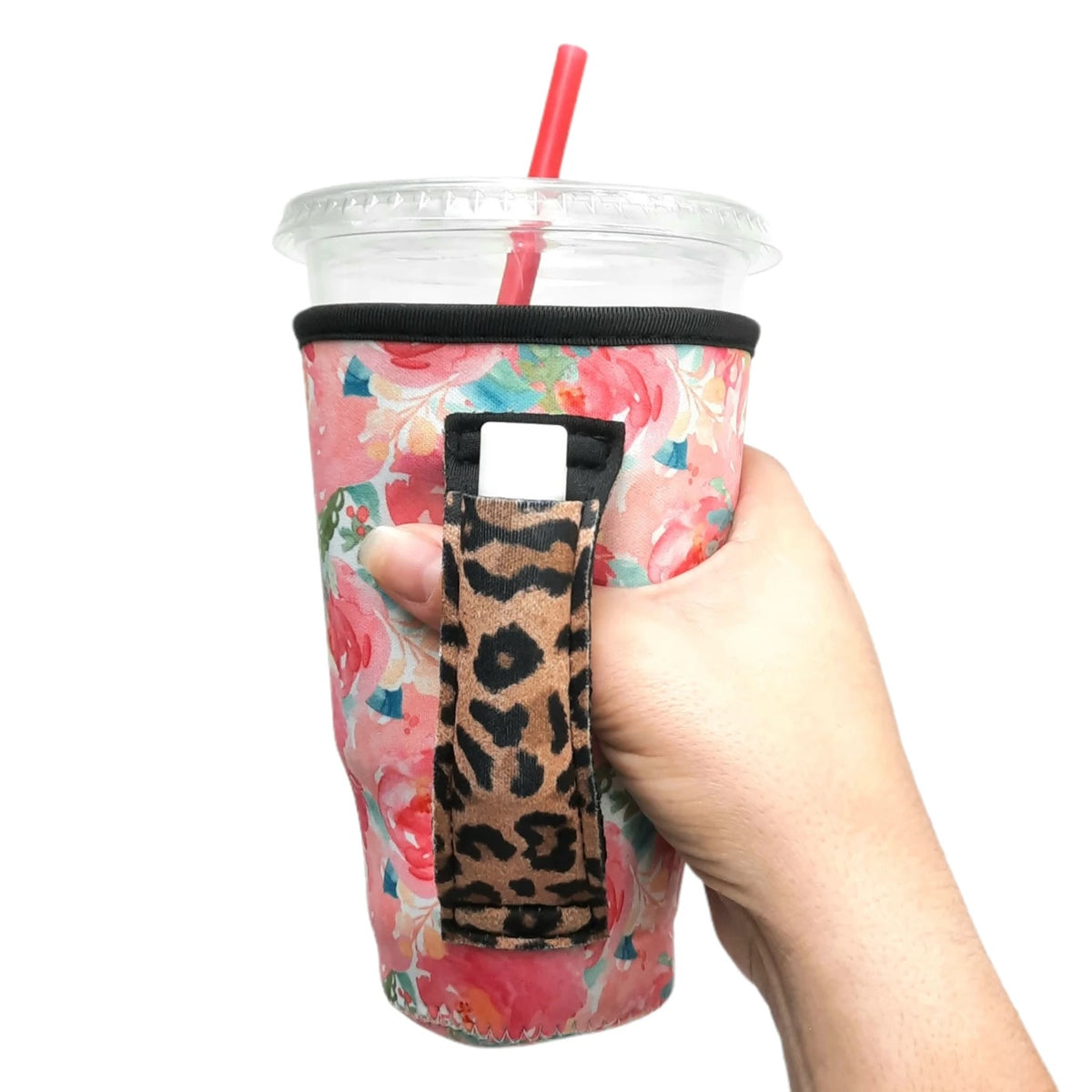 FLORAL W/ LEOPARD 20OZ TUMBLER HANDLER FITS YETI®